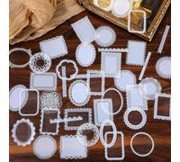 120 Pcs Lace Stickers for Scrapbooking Transparent Lace Scrapbook Stickers Waterproof Cutout PET Transparent Sticker for Scrapbooking DIY Decoration Making Notebook Frame Album Handmade