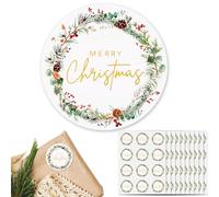 120 Pcs Merry Christmas Sealing Sticker 4cm Golden Self Adhesive Gift Label Xmas Berry Pine Sticky Sticker Envelope Seal Stickers for Presents Crafts Décor
