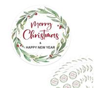 120 Pcs Merry Christmas Sealing Sticker 4cm Round Self Adhesive Gift Label Happy New Year Sticky Sticker Envelope Seal Stickers for Presents Crafts Decor