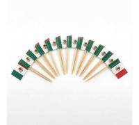 120 Pcs Mexico Flag Cocktail Picks - 6.5cm (2.5in) Bamboo Toothpicks with Mini Flags - Sturdy Food & Drink Garnish Picks for Parties, Bars, Catering & Events - by Mobi Lock