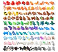120 PCS Mini 3D Printed Animals Figurines, Surprise Flexible Articulated Fidget Toys, Desk Pets for Classroom Rewards, Little 3D Animals Party Favors Goodie Bag Stuffers, Home Office Decor
