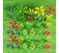120 Pcs Mixed Color Model Plants Tropical Miniature Plants Rainforest Diorama Supplies Mini Fake Tree Plastic Jungle Trees for Diorama Train Garden Scenery Railway Sand Architecture Model