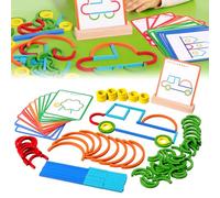 120 Pcs Montessori Smart Sticks, 2025 New Quick Thinking Puzzle Blocks, Wooden Pattern Blocks Shape Puzzles, Wooden Sticks and Rings Puzzle Game, Gift for Kids Aged 12+ Months