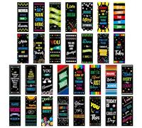 120 PCS Motivational Bookmarks, 30 Designs Double Sided Printing Paper Bookmarks Inspirational Book Markers with PET Film for Primary Middle High Reading Students, Book Lovers (2.4” x 6.1”)