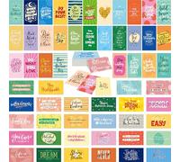 120 PCS Motivational Cards, 60 Designs Inspirational Cards with PET Film, Affirmation Words for Primary Middle High Reading Students, Book Lovers (2” x 3.5”)