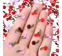 120 Pcs Nail Charms Nail Stickers for Nails Art Autumn Nails Stickers 3D Charms Cherry Rhinestones Colorful Diamonds Art Shiny Gems Glitter Studs Cute Fruit Slices Crystal Self-Adhesive DIY