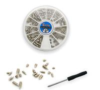 120 pcs Nickel Plated Tip Screws Pointed Cross Slot Leather Accessories 12 Sizes Belt Screws Include M2*3-M2*6, M2.5 * 3-M2.5 * 8, M3*3-M3*8 with 2mm Screwdriver for Belt Buckle Wallet Handbag Purse