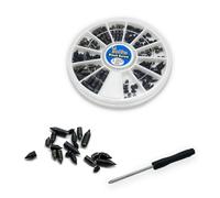 120 pcs Nickel Plated Tip Screws Pointed Cross Slot Leather Accessories 12 Sizes Black Belt Screws Include M2*3-M2*6, M2.5 * 3-M2.5 * 8, M3*3-M3*8 with 2mm Screwdriver for Belt Buckle Wallet Handbag