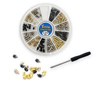 120 Pcs Nickel Plated Tip Screws Pointed Cross Slot Leather Accessories 3 Colors 4 Sizes Belt Screws Include M2x3,M2.5x4,M2.5x6,M3x5 with 2mm Screwdriver for Belt Buckle Wallet Handbag Purse