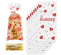 120 Pcs Nurse Gift Bag, Nurses Week Gifts, Nurses Week Cellophane Bags, Candy Bags Clear Goodie Treat Bags for National Nurse Day, Nursing Graduation Congrats, Nurse Doctor Theme Party Favors Supplies