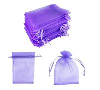 120 Pcs Organza Bags, Purple 2.8 x 3.5 Inches Gift Pouches, Small Jewelry Wedding Drawstring Candy Mesh Favour Bags for Birthday, Parties, Christmas