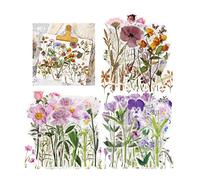 120 PCS PET Transparent Scrapbooking Stickers, Special Shaped Flower Vintage Sticker Set, Nature Themes Plants Stickers for Scrapbooking, Arts, DIY Crafts, Bullet Journals, Laptops