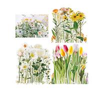 120 PCS PET Transparent Scrapbooking Stickers, Special Shaped Flower Vintage Sticker Set, Nature Themes Plants Stickers for Scrapbooking, Arts, DIY Crafts, Bullet Journals, Laptops