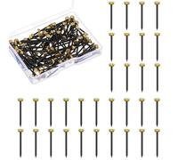 120 PCS Picture Nails with 25 mm Length - Steel Nails for Use on Concrete, Brick, Plaster & Wood - Hardened Steel Nails as Picture Hanging - Made in Europe ,Nails for Hanging Pictures(Golden Head