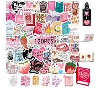 120 PCS Pink Cute Book Stickers for Kindle for Car,Helmet,Water Bottle,Bike,Scrapbook,Laptop, Waterproof Funny Kindle Stickers, Cute Preppy Waterprof Vinyl Stickers Sticker Packs for Adults Teen Girls