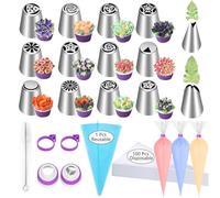 120 PCS Piping Bags and Tips Set 14 in Pastry Bags Cupcake Cookie Cake Decorating Kit Supplies 12 Flower Frosting Nozzles 2 Leaf Piping Tips 2 Couplers 2 Icing Bag Ties 1 Tips Brush