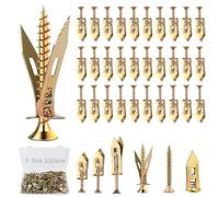120 Pcs Plasterboard Fixings, 3 Sizes No Drill Needed Drywall Fixings, Heavy Duty Dry Wall Anchor Screws Set, Self Drilling Anchor Screws for Hanging TV, Cabinet, Picture, Clock, Shelves, Mirrors