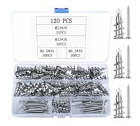 120 Pcs Plasterboard Fixings, Incl 60 Metal Self Drilling Plasterboard Wall Plugs, 60 Wall Fixing Drywall Screws, Plaster Boarding Fixings Drywall Anchors, Self Drilling Screws, Raw Plugs and Screws