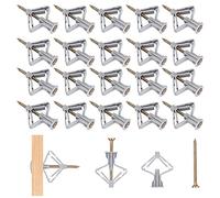 120 Pcs Plasterboard Wall Plugs and Screws(60 Anchor+60 Screw), Plasterboard Fixings Screws and Butterfly Type Expansion Wall Anchors, Anti-Rotational Plasterboard Cavity Wall Fixings