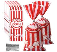 120 Pcs Popcorn Bags, Striped Pop Corn Bag for Party Popcorn Holder, Candy Stripe Paper Bags for Carnival, Party, Wedding