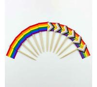 120 Pcs Pride Flag Cocktail Picks - 2 Designs - 6.5cm (2.5in) Bamboo Toothpicks with Mini Flags - Sturdy Food & Drink Garnish Picks for Parties, Bars, Catering & Events - by Mobi Lock