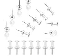 120 PCS Push Pins with Storage Box, Clear Thumb Tacks, Gold Cork Transparent H-shaped nail, Notice and Bulletin Boards Steel Point Map (Silver)