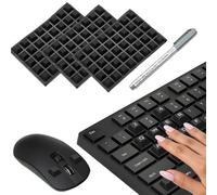 120 pcs Raised Keyboard Stickers for Long Nails, Adhesive Keycap Riser Decals with Paint Pen, Silicone Keyboard Protectors for Laptop, Desktop, Gaming - Black, Trapezoidal