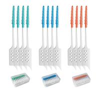 120 PCS Silicone Interdental Brushes, Tooth Floss Picks, Dual-Use Dental Floss Sticks, Teeth Cleaner with Storage Case for Daily Cleaning Teeth for Braces Oral Cleaning, Blue, Green and Orange