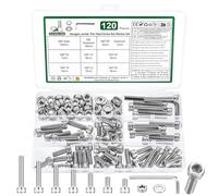 120 Pcs Silver M6 Nuts And Bolts Set,M6 Screws,Allen Bolts