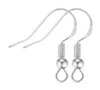 120 Pcs Silver Sterling Earring Hooks Kit with Spring Ball,Silver Ear Wires Fish Hook for Earrings Making Supplies Suitable,Hypoallergenic Ear Wire Hooks for DIY Jewelry Customize Making