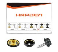 120 Pcs Snap Buttons, 15mm Stainless Steel Marine Grade Boat Canvas Snaps, 3/8" Socket Metal Fasteners Kit for Clothing Leather Boat Cover Fabric (Screw-Black)