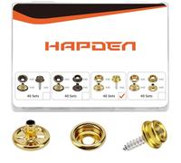 120 Pcs Snap Buttons,Snap Fasteners Kit 15mm Stainless Steel Snaps Marine Grade Boat Canvas Snaps,3/8" Socket Metal Snaps for Clothing Leather Boat Cover Fabric (Screw-Gold)