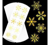 120 Pcs Snowflake Self-Adhesive Sticker Christmas Transparent Sticker Ideal Labels for Card Making Scrapbook Holiday Envelope Seal and Craft Projects（Gold）