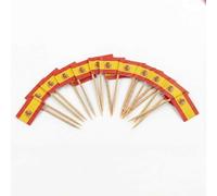 120 Pcs Spain Flag Cocktail Picks - 6.5cm (2.5in) Bamboo Toothpicks with Mini Flags - Sturdy Food & Drink Garnish Picks for Parties, Bars, Catering & Events - by Mobi Lock