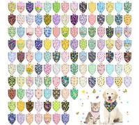 120 Pcs Spring Summer Dog Bandanas Bulk Adjustable Floral Puppy Scarves Pet Bandana Washable Flower Puppy Grooming Bandana for mall Medium Large Breed Dog Cat Pet Grooming Accessories