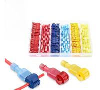 120 Pcs T-Tap Wire Connectors, T-Tap Quick Splice Wire Terminal Connectors, Quick Splice Wire Terminals, Insulated Male Quick Disconnect Terminalskit, 3 Colors for Easy Identification