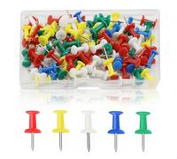 120 Pcs Thumb Tacks - Metal Drawing Pins Transparent Poster Clear Reusable Plastic Head Tacks Wall Hangings Steel Point with Solid Storage Box for Home Office Notice Board(Solid Color)