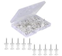 120 Pcs Thumb Tacks - Metal Drawing Pins Transparent Poster Clear Reusable Plastic Head Tacks Wall Hangings Steel Point with Solid Storage Box for Home Office Notice Board(Transparent)