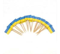 120 Pcs Ukraine Flag Cocktail Picks - 6.5cm (2.5in) Bamboo Toothpicks with Mini Flags - Sturdy Food & Drink Garnish Picks for Parties, Bars, Catering & Events - by Mobi Lock