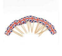 120 Pcs United Kingdom Flag Cocktail Picks - 6.5cm (2.5in) Bamboo Toothpicks with Mini Flags - Sturdy Food & Drink Garnish Picks for Parties, Bars, Catering & Events - by Mobi Lock
