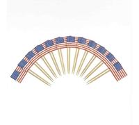 120 Pcs USA Flag Cocktail Picks - 6.5cm (2.5in) Bamboo Toothpicks with Mini Flags - Sturdy Food & Drink Garnish Picks for Parties, Bars, Catering & Events - by Mobi Lock