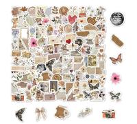 120 Pcs Vintage Aesthetic Scrapbook Stickers, Retro Journaling Supplies Stickers Kit Scrapbook Paper Accessories Waterproof Vinyl Stickers for DIY Crafts, Junk Diary | Teens & Adults Decoration
