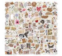 120 Pcs Vintage Aesthetic Scrapbook Stickers | Waterproof Stickers for Journals & Water Bottles, Perfect for DIY,Diary, Crafts, Planners, Scrapbooking | Teens & Adults Supplies