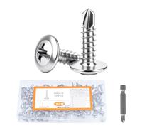 120 Pcs Wafer Head Self Tapping Screws Metal, M4.2x16mm Self Drilling Wafer Head Screws, Sheet Metal Screws410 Stainless Steel Modified Truss Tek Screw Set for MetalWork Wood Plastic