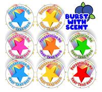 120 Personalised Rainbow Stars Stickers - Mixed Berry Scented 30mm Reward Stickers for Teachers & Parents