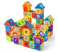 120 Piece Colourful House Building Blocks Set, Early Education Puzzle Construction Toy, Interlocking Plastic Blocks for Toddlers and Children 3+ Years