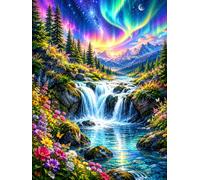 120-Piece Jigsaw Puzzle for Adults, Aurora Waterfall Landscape | Well-fitted puzzle pieces, premium cardboard, vibrant scenery art, stress relief, wall decoration option