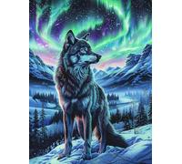120-Piece Jigsaw Puzzle for Adults, Aurora Wolf Landscape | Well-fitted puzzle pieces, premium cardboard, vibrant scenery art, stress relief, wall decoration option
