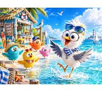 120-Piece Jigsaw Puzzle for Adults, Beach Birds Landscape | Well-fitted puzzle pieces, premium cardboard, vibrant scenery art, stress relief, wall decoration option