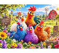 120-Piece Jigsaw Puzzle for Adults, Chicken Farm Landscape | Well-fitted puzzle pieces, premium cardboard, vibrant scenery art, stress relief, wall decoration option